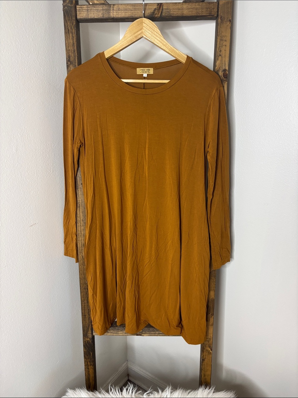 Piko 1988 Long Sleeve Swing Dress in Mustard
